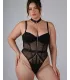 Body de tirantes con cadena de malla negra