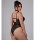 Body de tirantes con cadena de malla negra