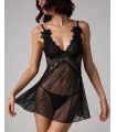 Bodydoll con escote en V negro