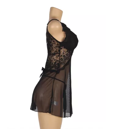 Bodydoll con escote en V negro