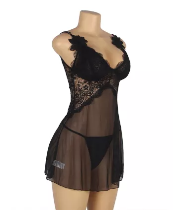 Bodydoll con escote en V negro