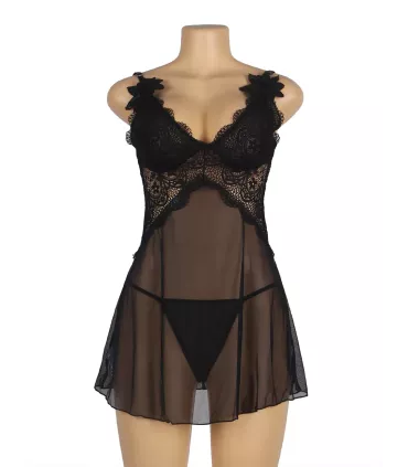 Bodydoll con escote en V negro