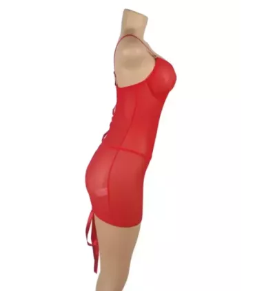 Sexy Mesh Strappy Lingerie With A Lace-Up Back 5