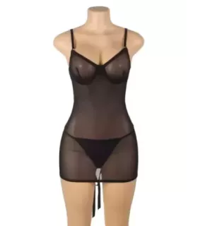 Sexy Mesh Strappy Lingerie With A Lace-Up Back 9