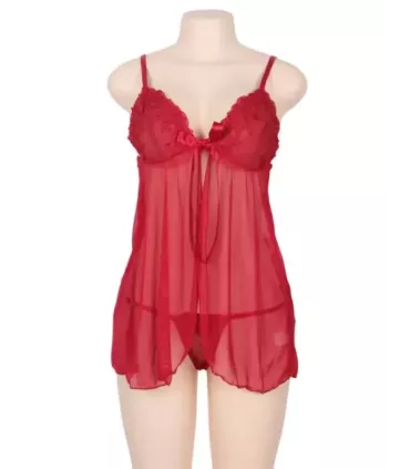 Red Multi-fibre Elegant Fly-away Babydoll 3