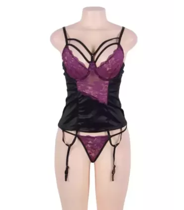 Sexy Purple Lace Bustier Lingerie Set With Bra Rim 3