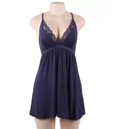 Stretchy Nightdress Deep V-neck Modal Sleepwear with G String 3