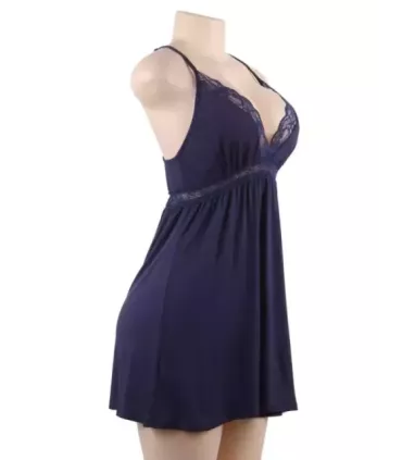 Stretchy Nightdress Deep V-neck Modal Sleepwear with G String 4