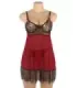 Sexy Splicing Sheer Eyelash Trim Lace Back split Babydoll Set With Underwire 3