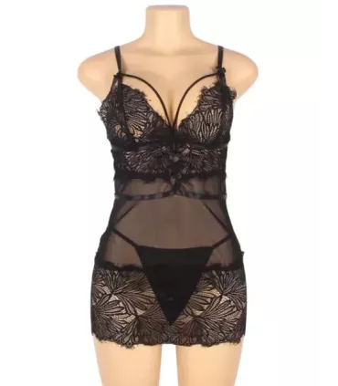 Sexy Lace Tight Adjustable Shoulder Straps Black Babydoll 3
