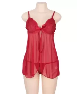 Red Multi-fibre Elegant Fly-away Babydoll 3