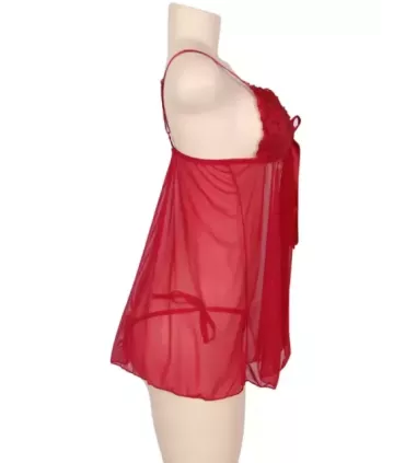 Red Multi-fibre Elegant Fly-away Babydoll 4