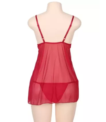 Red Multi-fibre Elegant Fly-away Babydoll 5