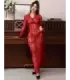 Sexy Red See-through V Neck Long Nightdress With Thong 2