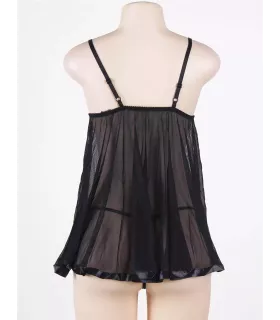 Camisón de noche con encaje y pedrería