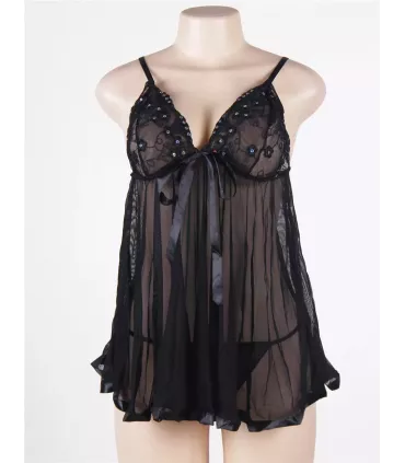 Camisón de noche con encaje y pedrería | Loto Atelier