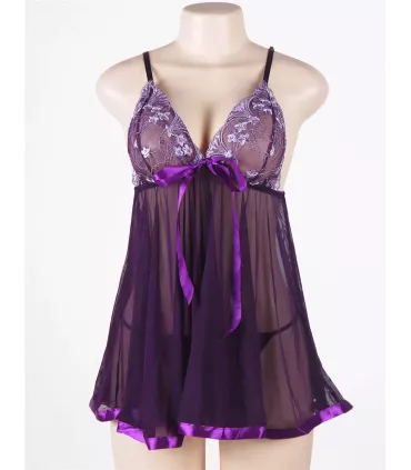 Camisón de noche con encaje y pedrería | Loto Atelier