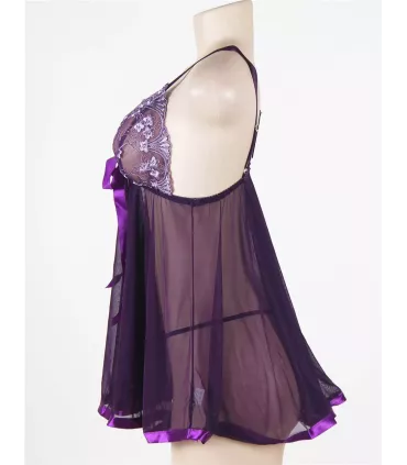 Camisón de noche con encaje y pedrería | Loto Atelier