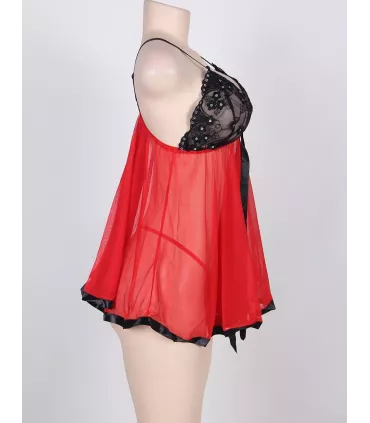 Camisón de noche con encaje y pedrería | Loto Atelier