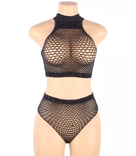 Conjunto de dos piezas de rejilla con pedrería