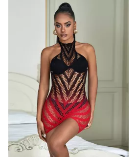 Vestido de rejilla con degradado bicolor | Loto Atelier