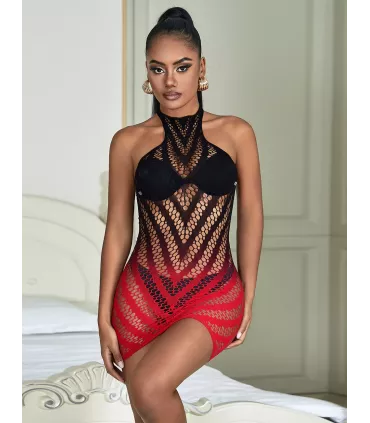 Vestido de rejilla con degradado bicolor | Loto Atelier