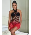 Vestido de rejilla elástico con degradado bicolor