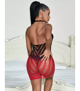 Vestido de rejilla elástico con degradado bicolor