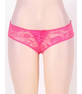 Tanga de encaje con tiras y entrepierna abierta