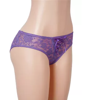 Tanga de encaje con tiras y entrepierna abierta